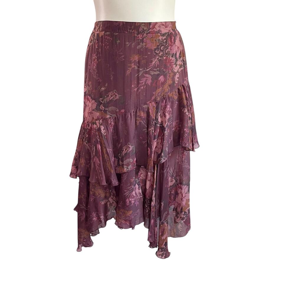 Vintage Sundance Floral Tiered Midi Skirt: 90s, Y2K - Picture 2 of 6
